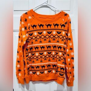 Orange Halloween Sweater Junior Size Large
